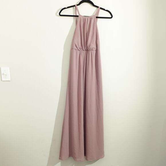 Show Me Your Mumu Womens Open Back Bridesmaid Dress High Neck Sleeveless Pink M - Picture 3 of 8